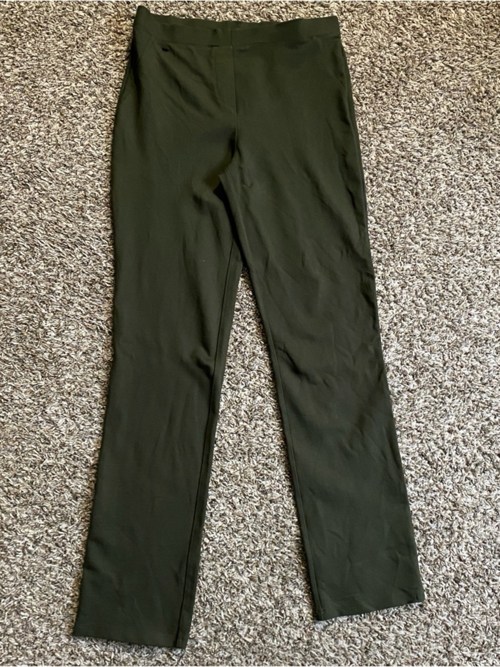 Quince Pants Women’s M Olive Green Ultra Stretch Ponte Pull On Work Casual *READ